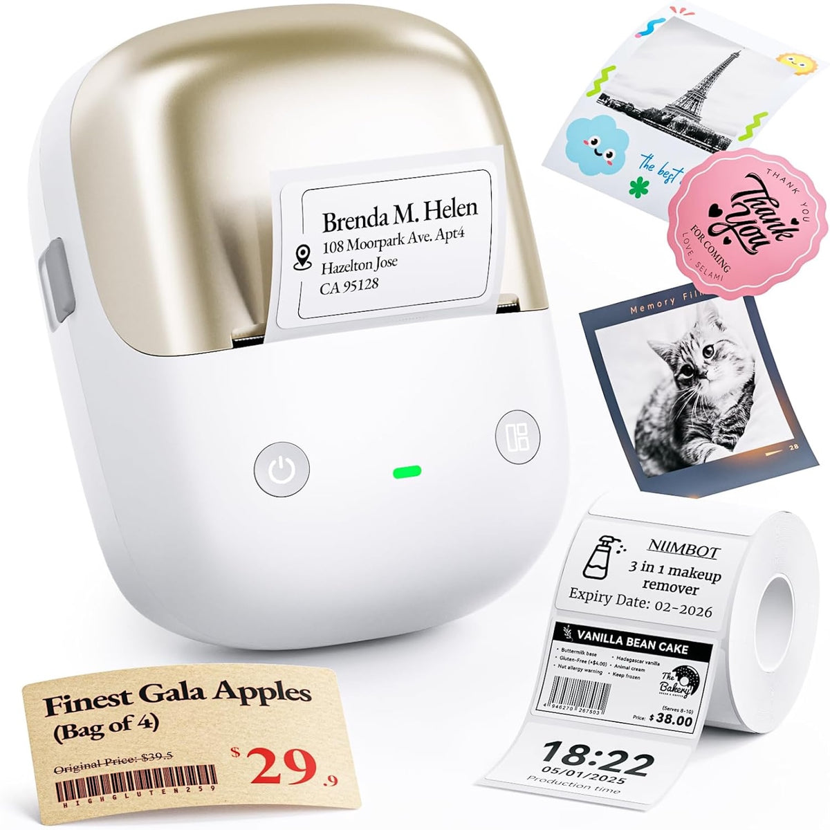 NIIMBOT B2 Pro Label Printer, 300dpi HD Sticker Maker Labelling Machine for Retail Store Office