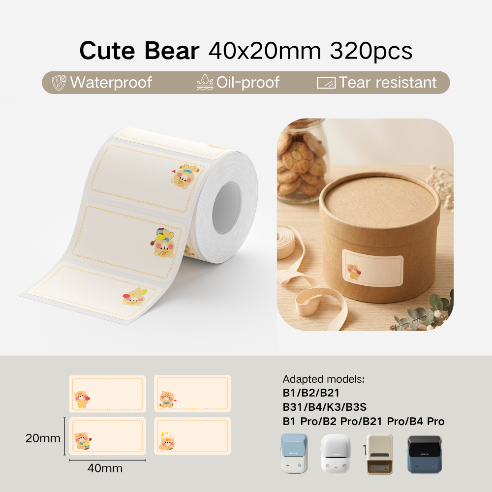 NIIMBOT Cartoon Label Sticker for B1, B2, B21, B31, B4, B1 Pro, B2 Pro, B21 Pro, B4 Pro