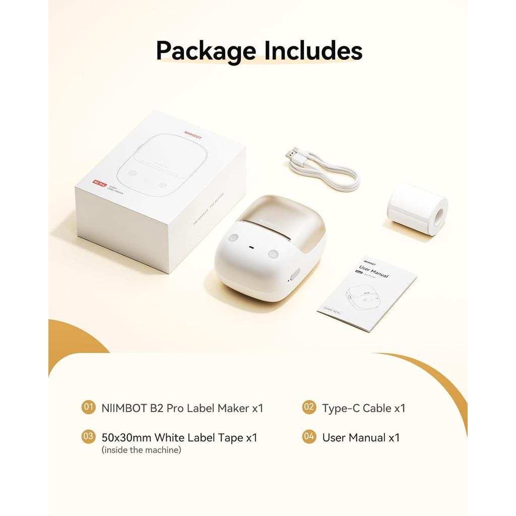 NIIMBOT B2 Pro Label Printer, 300dpi HD Sticker Maker Labelling Machine for Retail Store Office