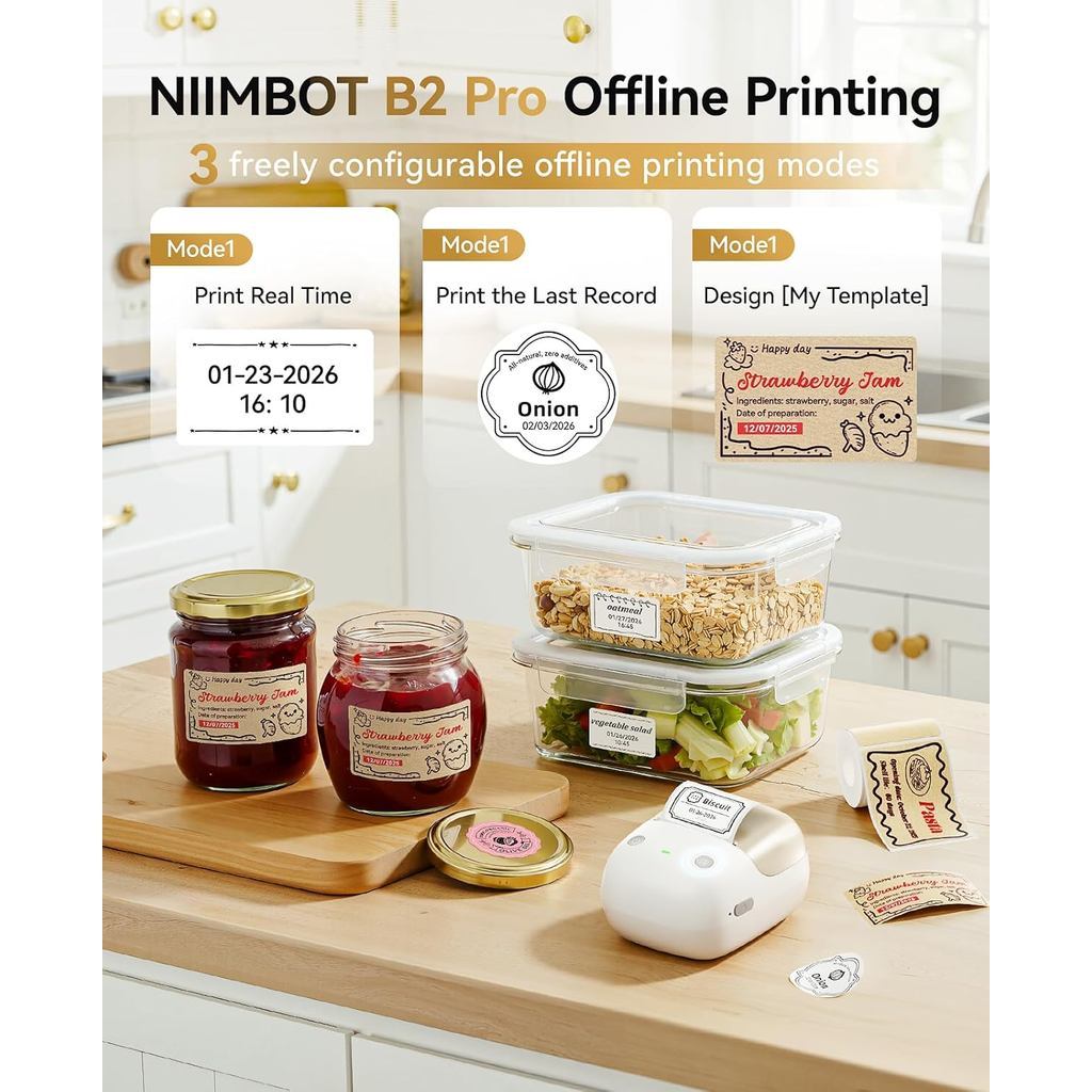 NIIMBOT B2 Pro Label Printer, 300dpi HD Sticker Maker Labelling Machine for Retail Store Office