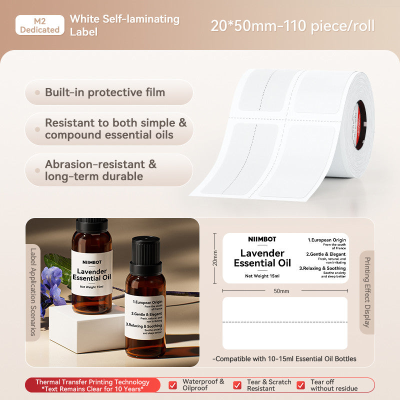 NIIMBOT M2 Self-Laminating Label Sticker for Essential Oils Perfumes Cosmetics Waterproof Oil-Proof
