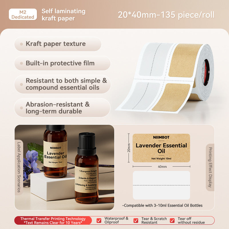 NIIMBOT M2 Self-Laminating Label Sticker for Essential Oils Perfumes Cosmetics Waterproof Oil-Proof