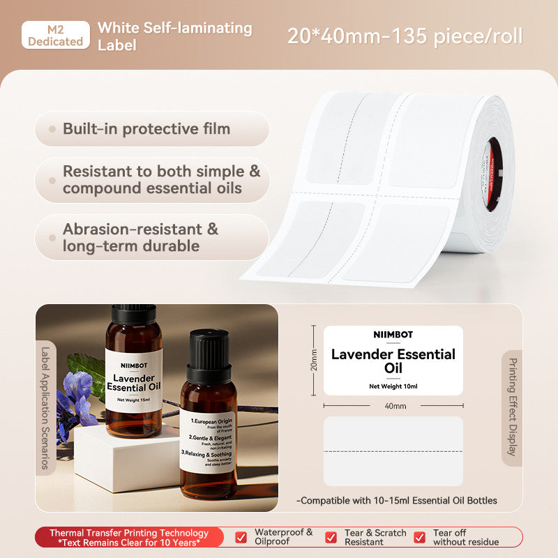 NIIMBOT M2 Self-Laminating Label Sticker for Essential Oils Perfumes Cosmetics Waterproof Oil-Proof
