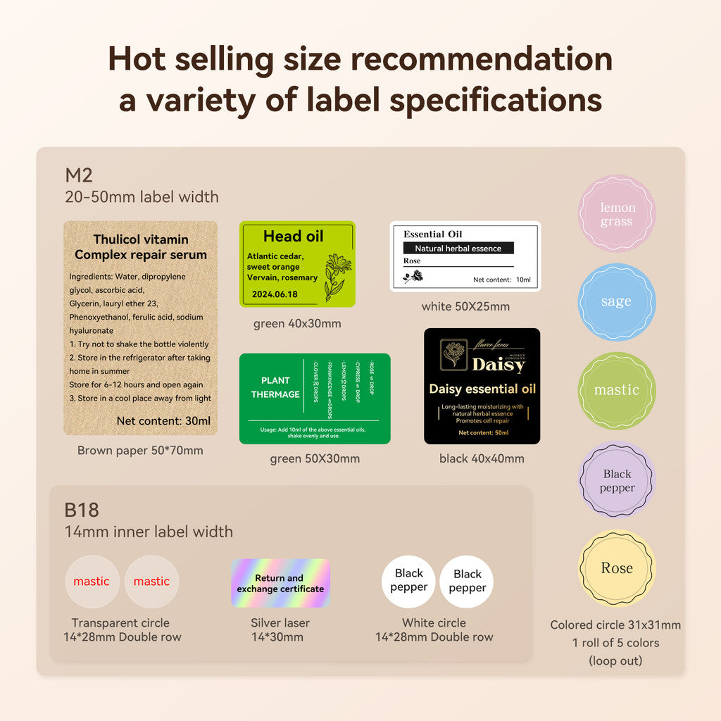 NIIMBOT M2 Self-Laminating Label Sticker for Essential Oils Perfumes Cosmetics Waterproof Oil-Proof