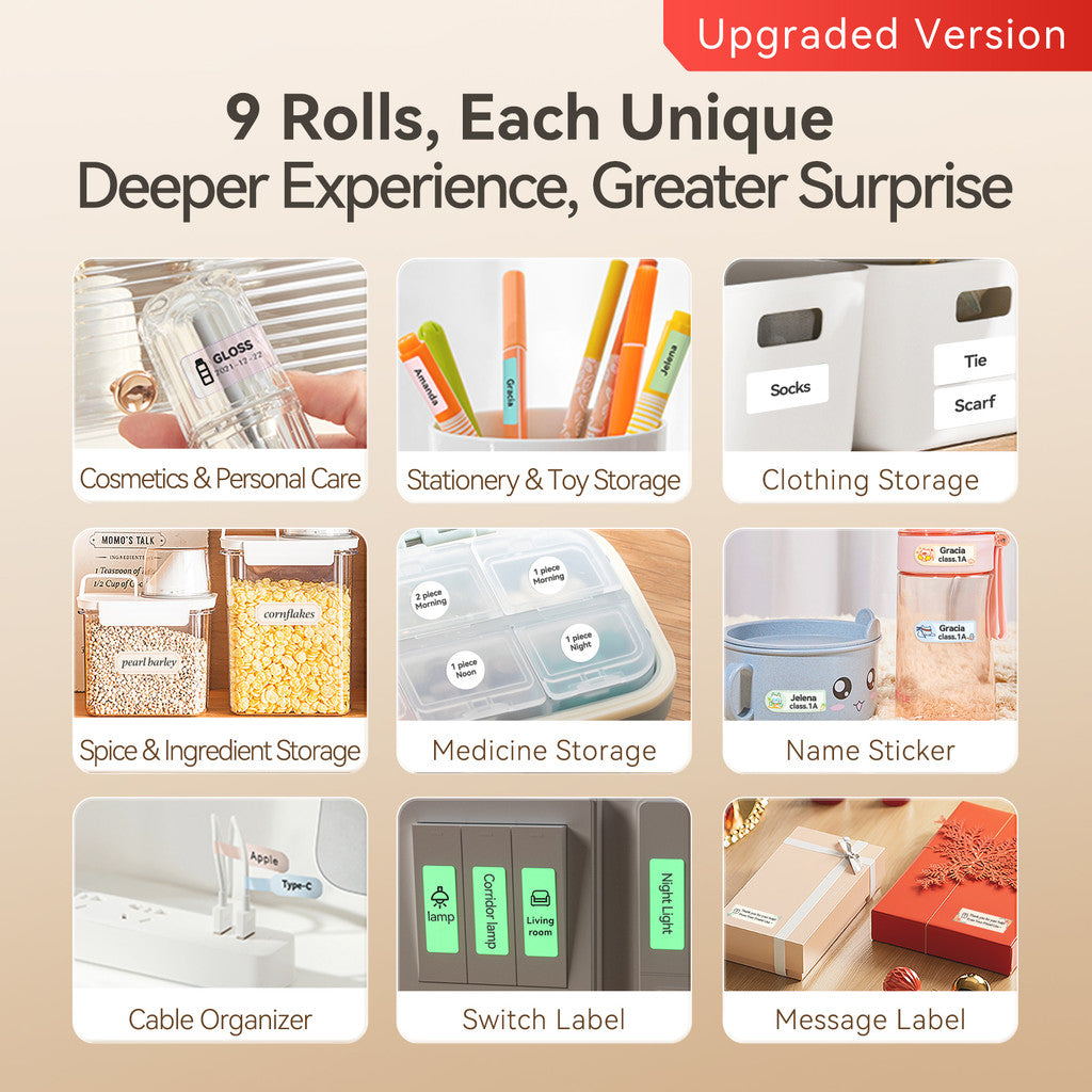 NIIMBOT Tag Master Label Sticker Set 6-roll and 9-roll Pack For D110 / D11 / D101 / H1S Refill Paper