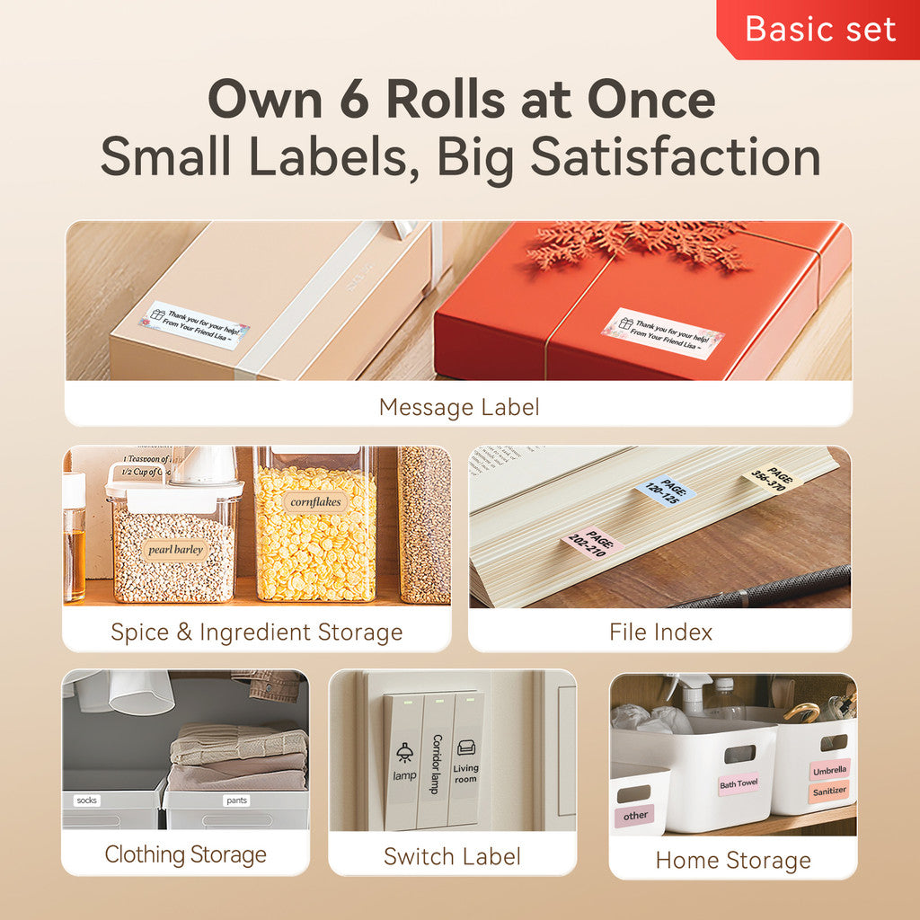 NIIMBOT Tag Master Label Sticker Set 6-roll and 9-roll Pack For D110 / D11 / D101 / H1S Refill Paper