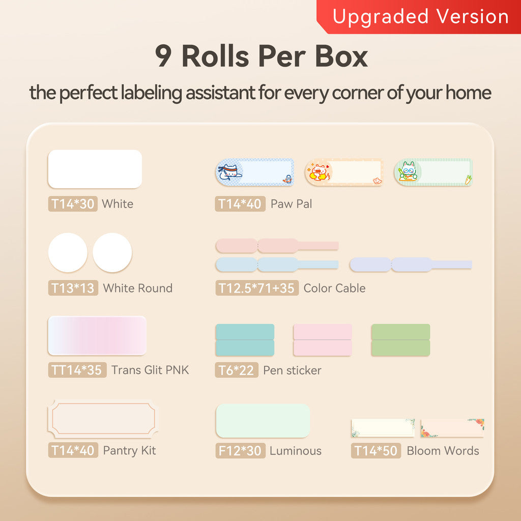 NIIMBOT Tag Master Label Sticker Set 6-roll and 9-roll Pack For D110 / D11 / D101 / H1S Refill Paper