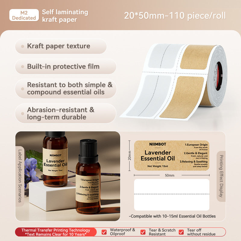 NIIMBOT M2 Self-Laminating Label Sticker for Essential Oils Perfumes Cosmetics Waterproof Oil-Proof