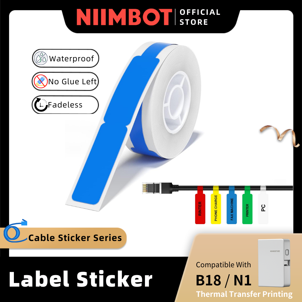 [for B18 N1] [Cabel Sticker Series] NIIMBOT Thermal Label Stickers for B18, Waterproof Anti-Oil Scratch-Resistant Paper