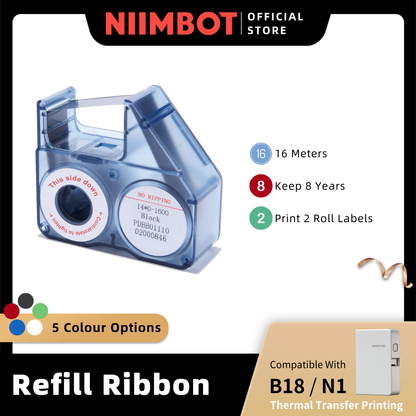 NIIMBOT Ribbon for B18 N1, Replacement Refill Tapes for Thermal Transfer Label Printer B18, Legible Printing, Long Lasting