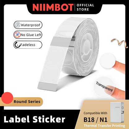 [for B18 N1] [Round Series] NIIMBOT Thermal Label Stickers for B18, Waterproof Anti-Oil Scratch-Resistant Niimbot B18 Paper