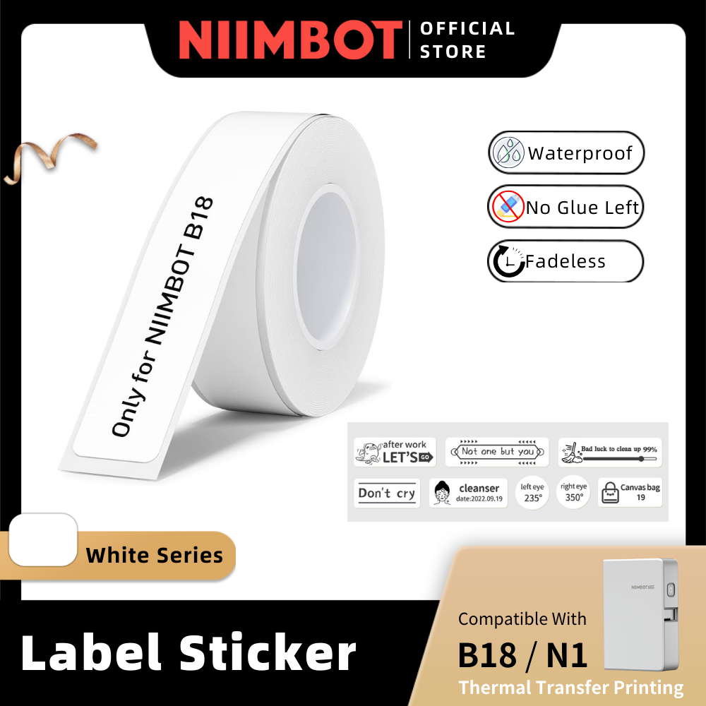 [for B18 N1] [White Series] NIIMBOT Thermal Label Stickers for B18, Waterproof Anti-Oil Scratch-Resistant Paper