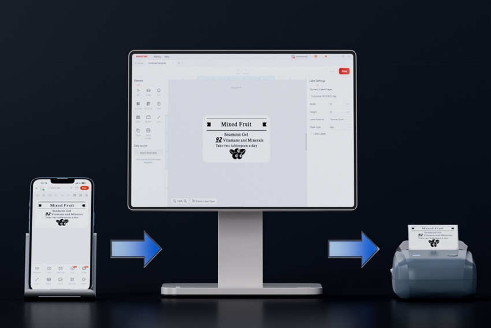 Design in the app. Print in seconds.
