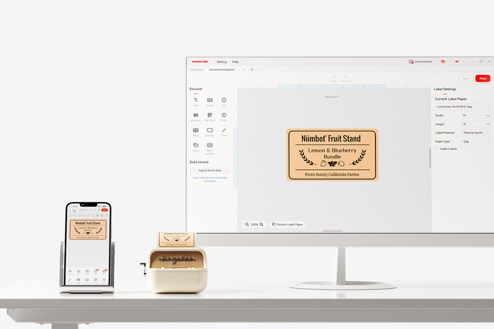 Design in the app. Print in seconds.