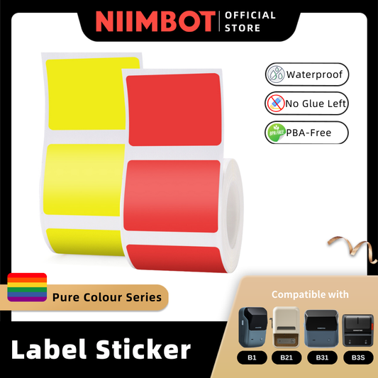 [for B21 B1 B31 B3S] [Pure Colour Series] NIIMBOT Label Sticker Waterproof Thermal Label Paper with Self-Adhesive