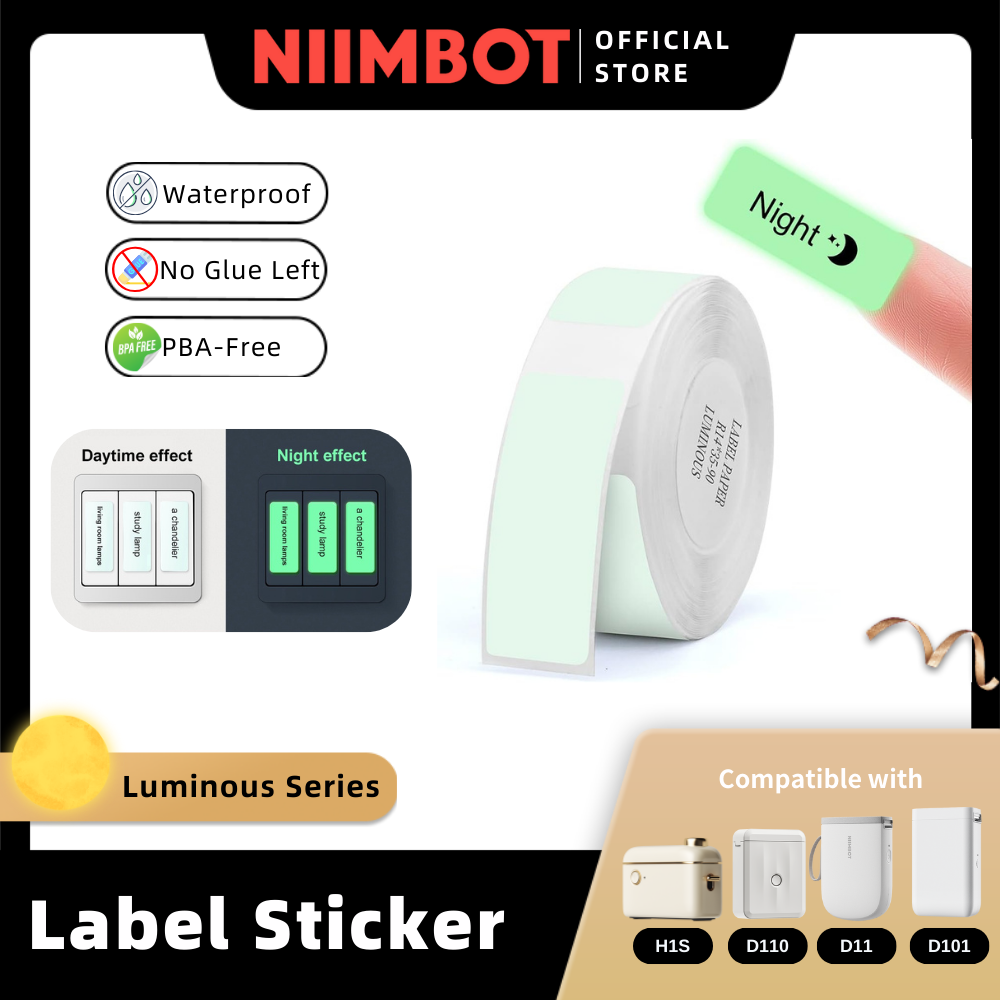 [for D11 D11H D110 D110M D101 H1S] [Luminous Series] NIIMBOT Glow in the Dark Sticker Label Paper Price Tag