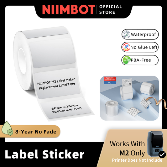 NIIMBOT M2 Thermal Transfer Label Paper, PET Material, Waterproof Refill Sticker Roll Tape