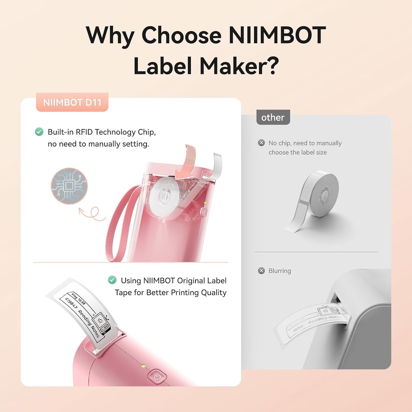 NIIMBOT D11 Portable Wireless Bluetooth Label Maker