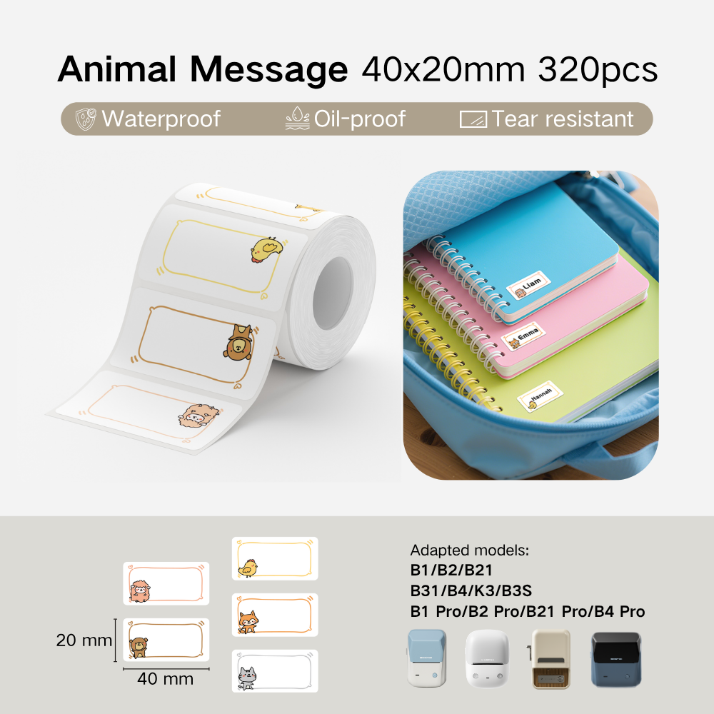 NIIMBOT Cartoon Label Sticker for B1, B2, B21, B31, B4, B1 Pro, B2 Pro, B21 Pro, B4 Pro