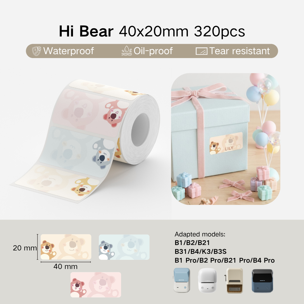 NIIMBOT Cartoon Label Sticker for B1, B2, B21, B31, B4, B1 Pro, B2 Pro, B21 Pro, B4 Pro