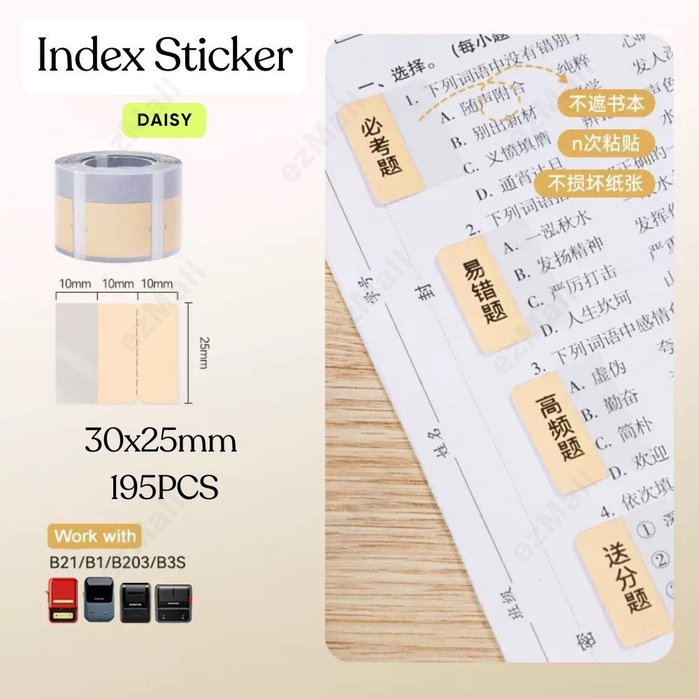 NIIMBOT B21 B1 B3S B31 20-50mm Sticker, Waterproof Thermal Refill Smooth Label Paper Tag Roll Tape