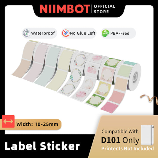 NIIMBOT D101 10-25mm Sticker Thermal Smooth Label Paper Waterproof Oil-proof Refill Tape Roll