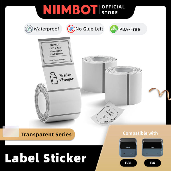NIIMBOT Transparent Label Sticker for B31 B4 K3