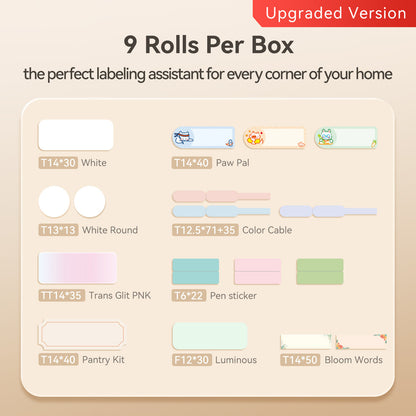 NIIMBOT Tag Master Label Sticker Set 6-roll and 9-roll Pack For D110 / D11 / D101 / H1S Refill Paper