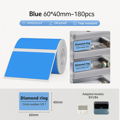NIIMBOT B4 Label Sticker 50mm to 110mm, Waterproof Thermal Refill Airway Bill Paper Price Tag Roll