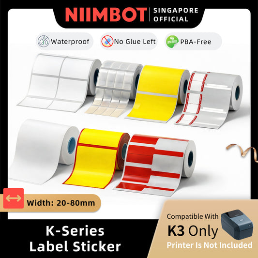NIIMBOT K3 Label Sticker, Waterproof Thermal Paper Desktop Printer Refill Air Waybill Price Tag Roll