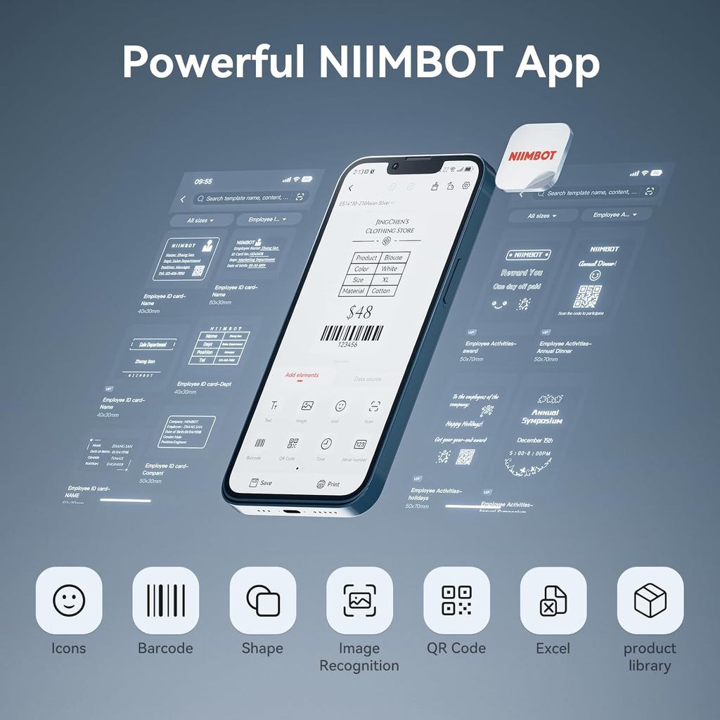 NIIMBOT K3 3-Inch Desktop Label Printer with High-Speed Bluetooth and USB for Small Business Office