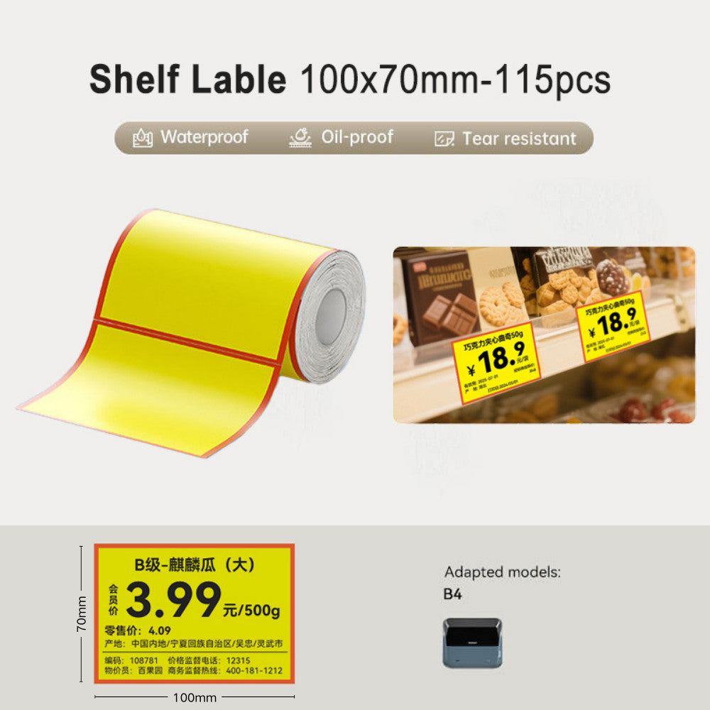NIIMBOT B4 Label Sticker 50mm to 110mm, Waterproof Thermal Refill Airway Bill Paper Price Tag Roll