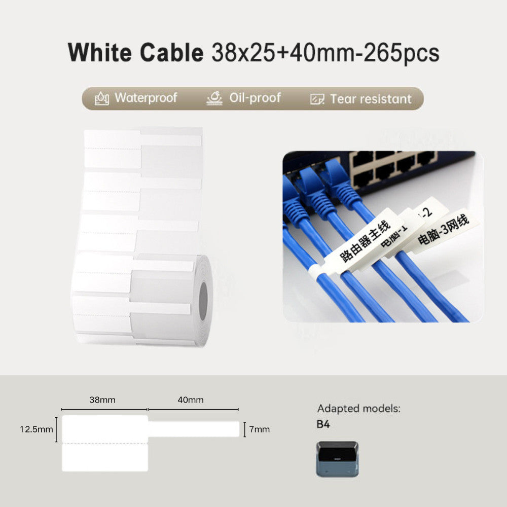 NIIMBOT B4 Label Sticker 50mm to 110mm, Waterproof Thermal Refill Airway Bill Paper Price Tag Roll