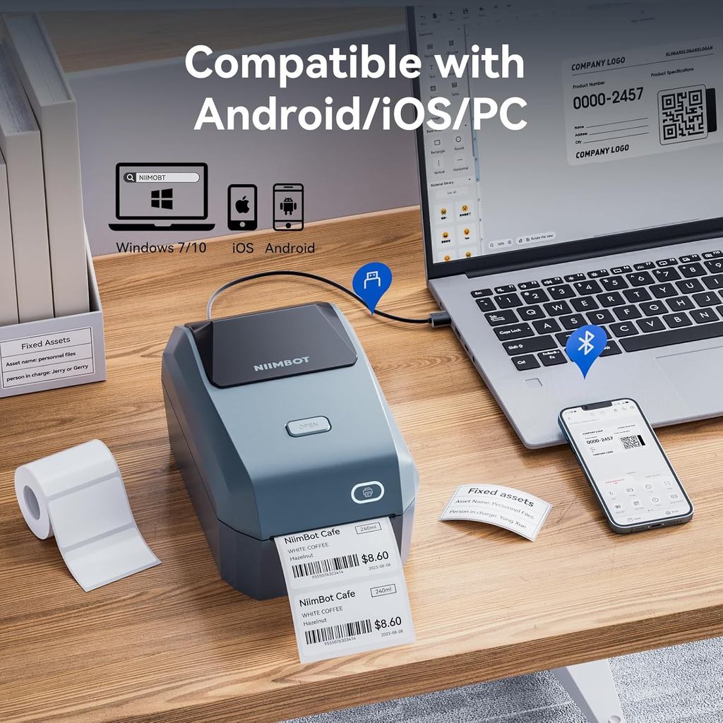 NIIMBOT K3 3-Inch Desktop Label Printer with High-Speed Bluetooth and USB for Small Business Office