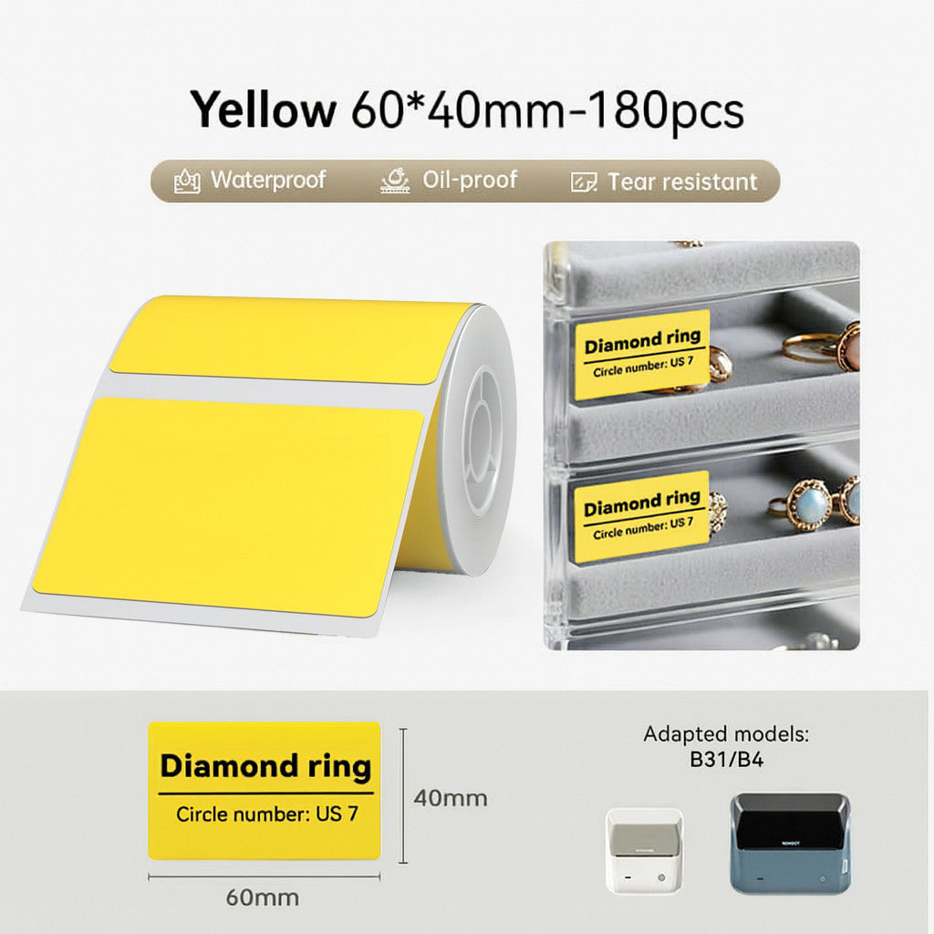 NIIMBOT B4 Label Sticker 50mm to 110mm, Waterproof Thermal Refill Airway Bill Paper Price Tag Roll