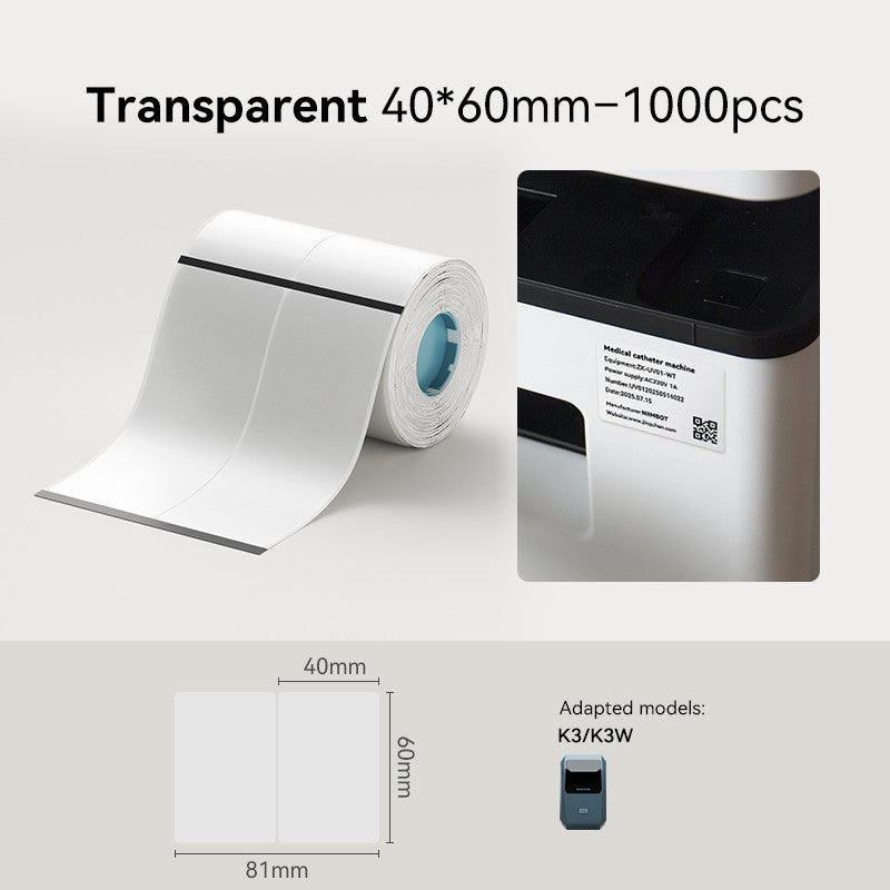 NIIMBOT K3 Label Sticker, Waterproof Thermal Paper Desktop Printer Refill Air Waybill Price Tag Roll