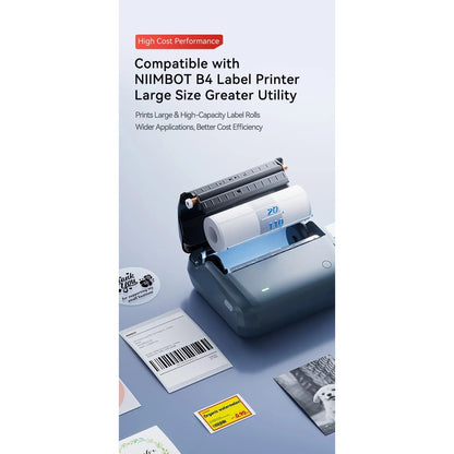 NIIMBOT B4 Label Sticker 50mm to 110mm, Waterproof Thermal Refill Airway Bill Paper Price Tag Roll