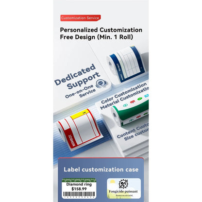 NIIMBOT B4 Label Sticker 50mm to 110mm, Waterproof Thermal Refill Airway Bill Paper Price Tag Roll