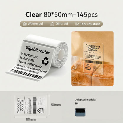 NIIMBOT B4 Label Sticker 50mm to 110mm, Waterproof Thermal Refill Airway Bill Paper Price Tag Roll