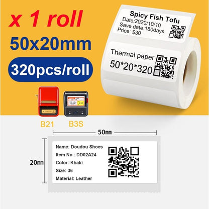 [for B21 B1 B31 B3S] [White Series] NIIMBOT White Label Sticker, Waterproof Refill Thermal Label Paper