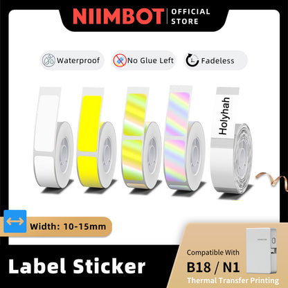 NIIMBOT B18 N1 10-15mm Label Sticker, 8-Year Fadeless PET Waterproof OilProof Refill Paper Tape Roll