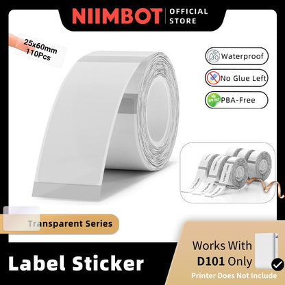 [for D101] [Transparent Series] NIIMBOT Clear Thermal Label Sticker for D101 Label Paper Price Tag